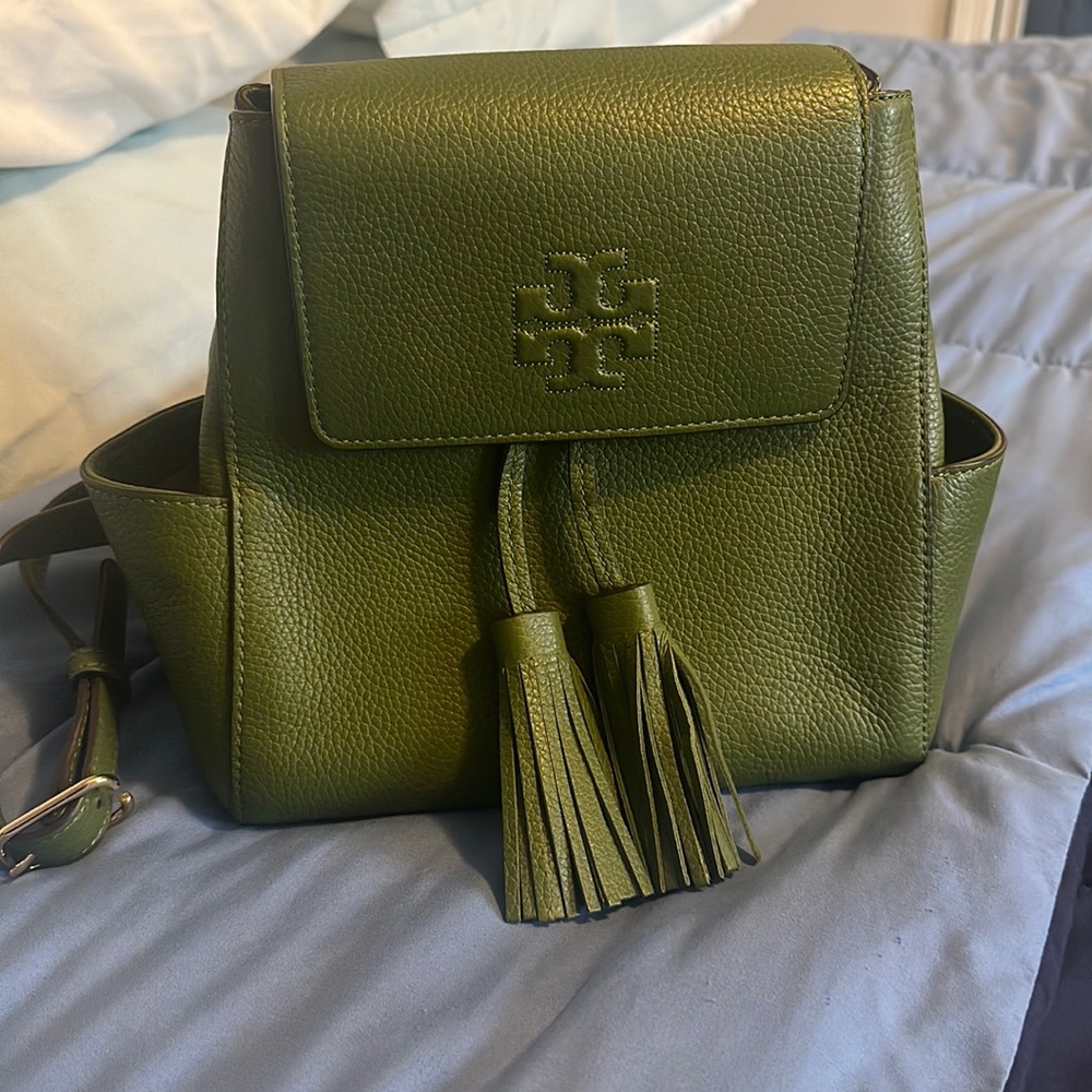 Tory Burch | Court Green Tassle-Accent Thea Leather Mini Backpack